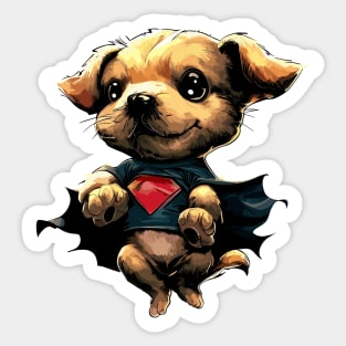 Superhero retro puppy dog Sticker